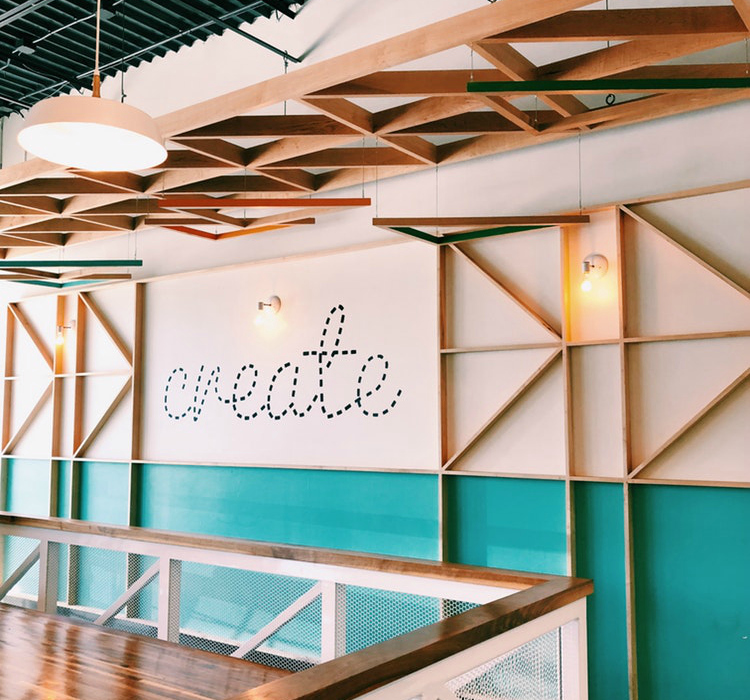 branding space wall spells out create